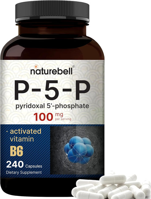 NatureBell P5P Vitamin B6 100mg, 240 Capsules, Activated Pyridoxal 5 Phosphate for Brain & Memory Health