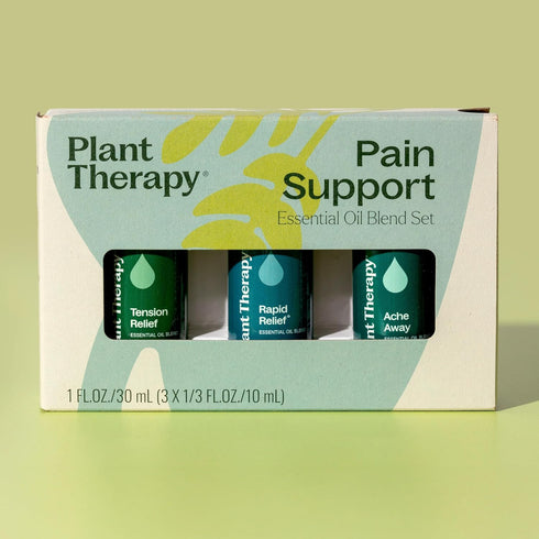 Set 10 mL (1/3 oz) Plant Therapy Pain Support Essential Oil Blend Each of Ache Away, Rapid Relief & Tension Relief