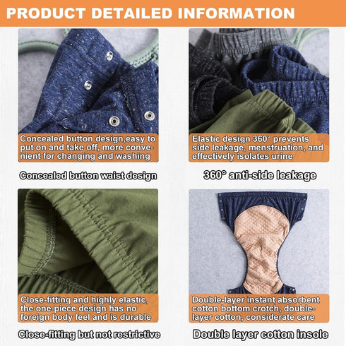 YFJBDKS Disabled,1 Strip,3XL Soft Adult Cloth Diaper, Waterproof & Reusable Elderly Incontinence Nappies Underwear