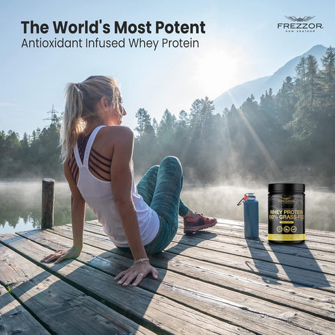 FREZZOR 100% Grass-Fed Whey Protein Powder - Vanilla Flavor with 21g Protein, Keto Friendly, 600 Grams