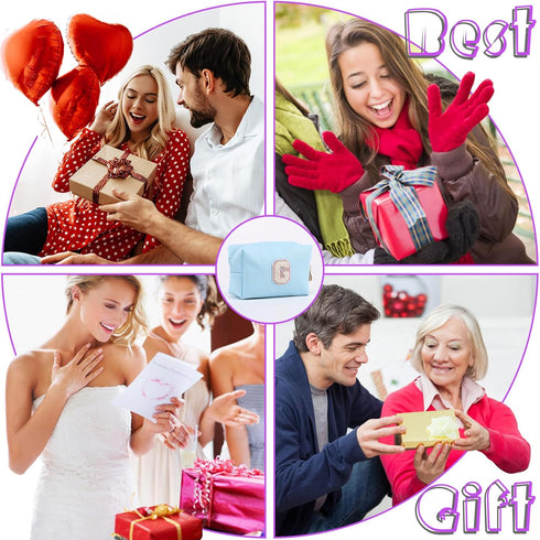 Personalized Initial Letter Makeup Bag Organizer, Waterproof PU Leather Letter Zipper Cosmetic Pouch Bag, Travel