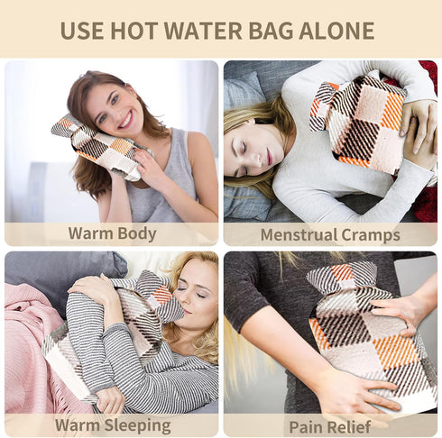 Toxin 2 Pack Hot Water Bottle, Rubber Hot Water Bottle Belt with Warm Soft Waist Plush Cover, Hot Water Bag for Pain