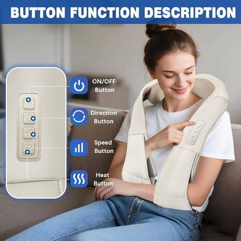 Joyset Tissue,3D Shiatsu Neck and Back Massager with Heat, Shoulder Massager for Pain Relief Deep Kneading Massage