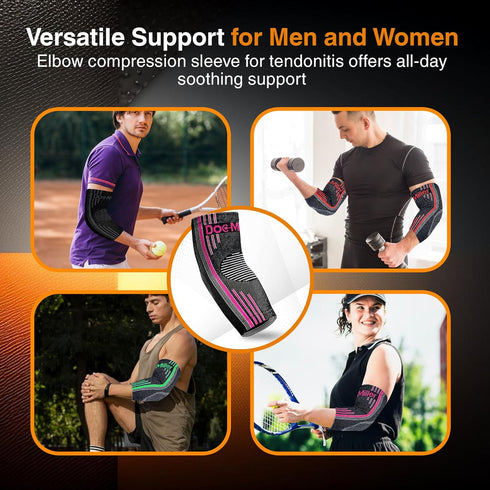 Doc Miller Compression Elbow Brace: Support for Tendonitis, Bursitis, Tennis, Arthritis, Workouts - 2 Packs, Pink,