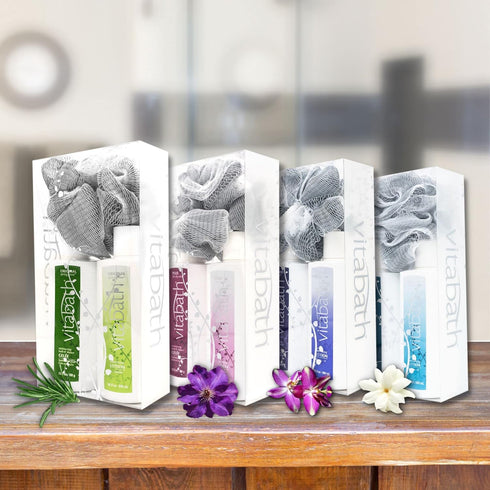 Vitabath Spa Skin Therapy Everyday Skincare Set - Moisturizing Shower Gel, Reviving Lotion & Exfoliating Scrubber