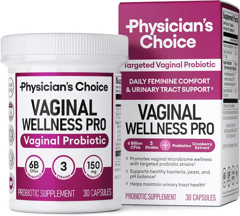 Physician's CHOICE Vaginal Probiotics for Women - Unique with Licorice Root, PH Balance, 6B CFU, 30 CT