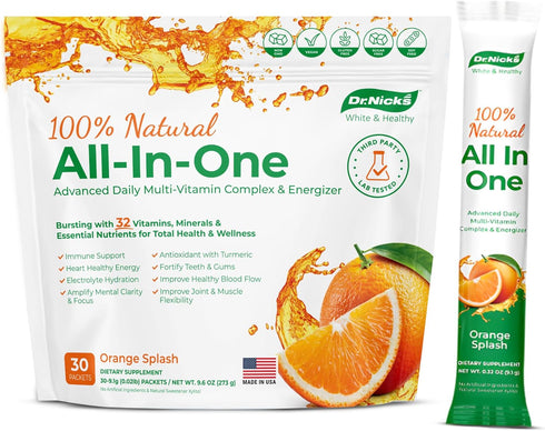 Dr. Nick's All-in-One Multivitamin Drink Mix Packets, Dentist Formulated for Everyday Vitality