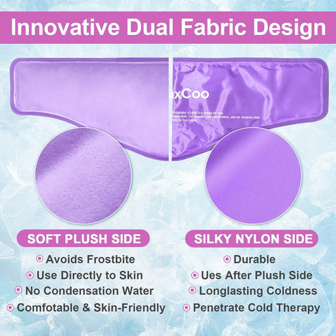 Reusable Neck Ice Pack Wrap for Pain Relief, Cold Compress Therapy for Shoulders, Injuries, and Swelling, Purple