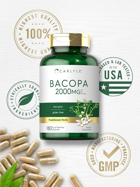 Carlyle Bacopa Monnieri Capsules, 180 Capsules, Gluten Free Supplement