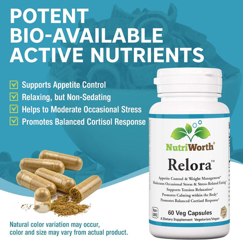 Relora Stress & Weight Management Supplement, 300MG Vegetable Capsules, 60 Servings per Bottle