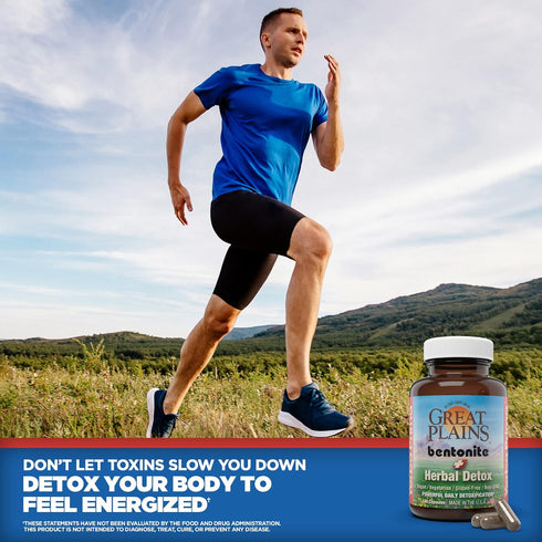 Yerba Prima Bentonite Clay Plus Herbal Detox, 100 Veg Capsules - Food Grade Colon & Liver Cleanse Supplement
