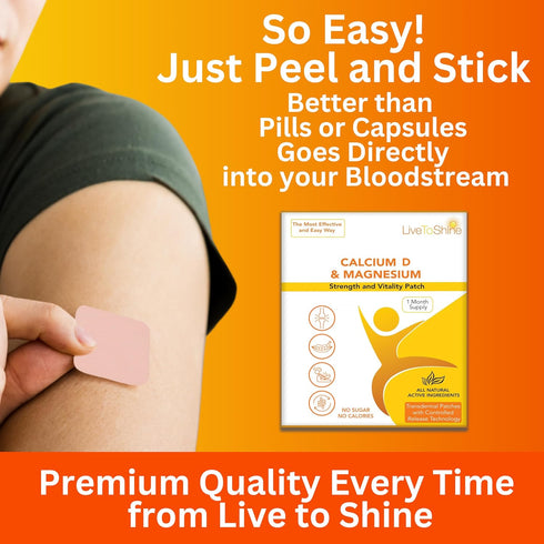 Calcium Magnesium D3 Topical Patches for Men and Women - One Month Supply, USA Made
