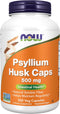 NOW Supplements, Psyllium Husk Caps 500 mg, 500 Veg Capsules | Natural Soluble Fiber, Intestinal Health*, Non-GMO