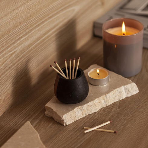 Ceramic Match Holders with Striker - Set of 2, Decorative Modern Home Decor Gifts, Matches NOT included