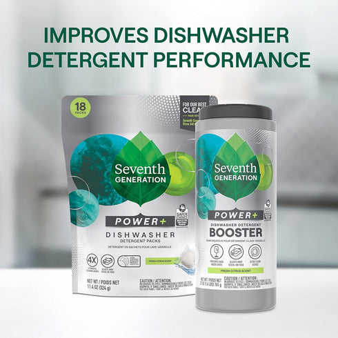 Seventh Generation Power+ Dishwasher Detergent Booster Powder, Fresh Citrus Scent, 27 Oz