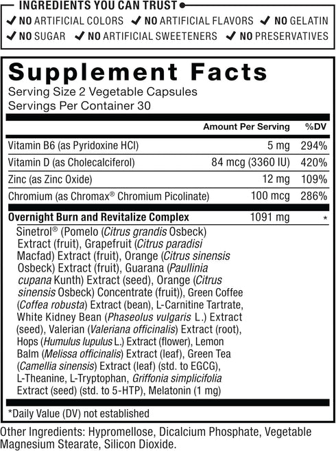 Force Factor LeanFire PM Weight Loss Pills, Fat Burner & Overnight Formula for Women & Men, 60 Capsules