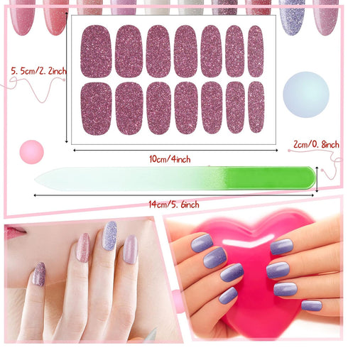 Maitys 336 Pieces Nail Polish Strips Stickers - 24 Sheets Full Wrap Self Adhesive Gel Nail Strips Art Decals for Women
