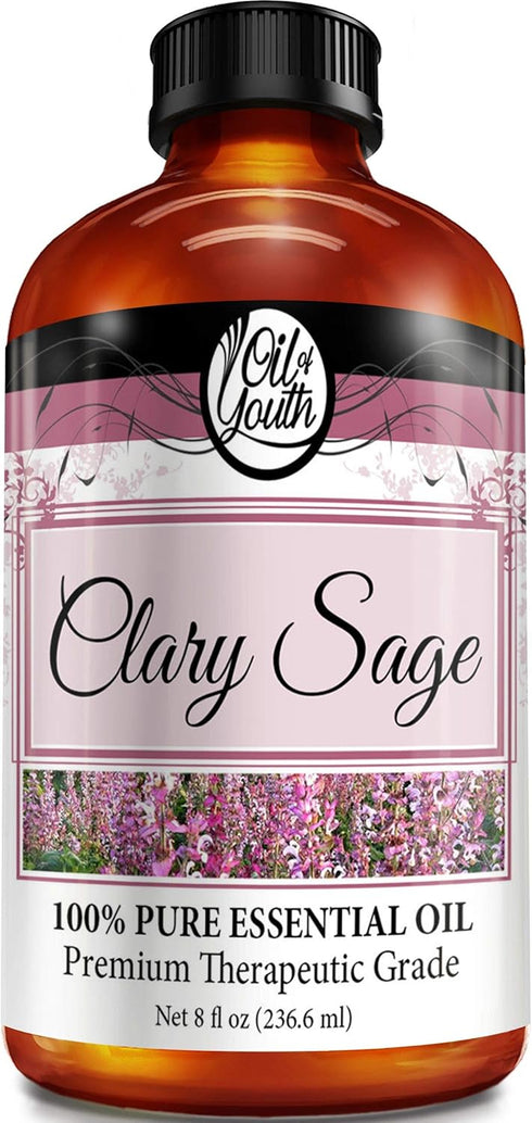 Oil of Youth Essential Oils 8oz - Clary Sage Essential Oil - Therapeutic Grade