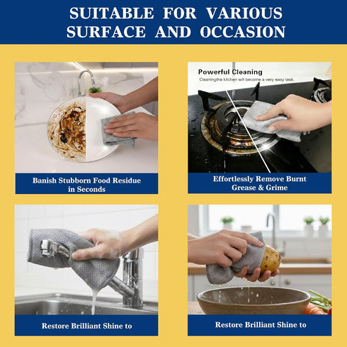 Vhalyx 12pcs 7.87"x7.87". (12, (12pcs[Three-Layer 7.877.87inch) Scratch-Free Steel Dishcloths. Reusable, Quick-Dry
