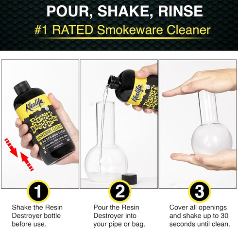 Oz (32 Oz) Khalifa Resin Destroyer Cleaning Solution Fl Bottle - Clean & Deodorize Glass, Ceramic, Silicone & Metal