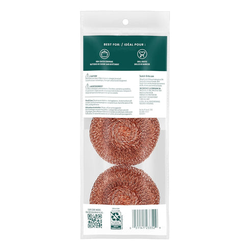 Scotch-Brite Copper Coated Scrubbers, 3 Scrub Pads for Cleaning Tough Baked-On Messes, Metal Scrubbers