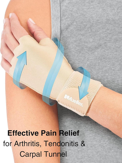 MUELLER Sports Medicine Arthritis Compression Glove, Hand and Wrist Support, Large/X-Large, Beige