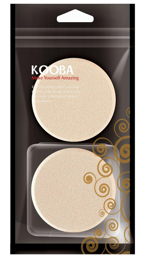KOOBA 2pcs Round Makeup Sponges with Travel Case, Beauty Face Primer Compact Powder Puff