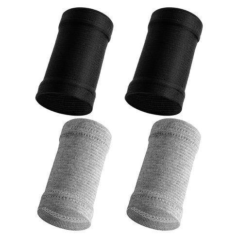Wrist Compression Sleeve - 2 Pairs Spandex Soft Elastic Wrist Brace Hand Band for Arthritis Pain Relief (Gray+Black)