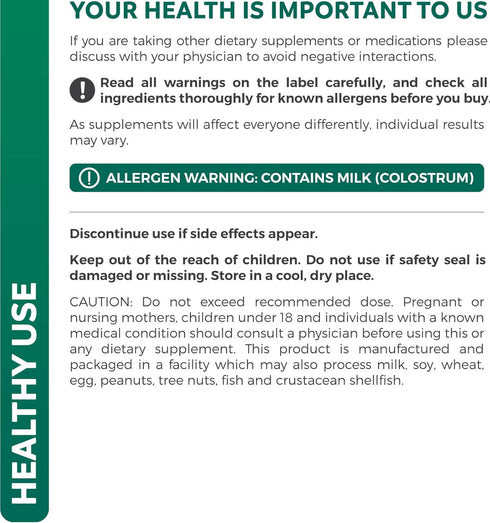 Colostrum 1,000mg (Non-GMO) - Immune System Support, Gut Health & Respiratory Health Supplement - 60 Capsules