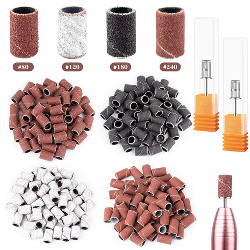 Rolybag Sanding Bands for Nail Drill, Portable Nail Strap Set, 240 Pieces Coarse Fine Grit Efile Sand Set