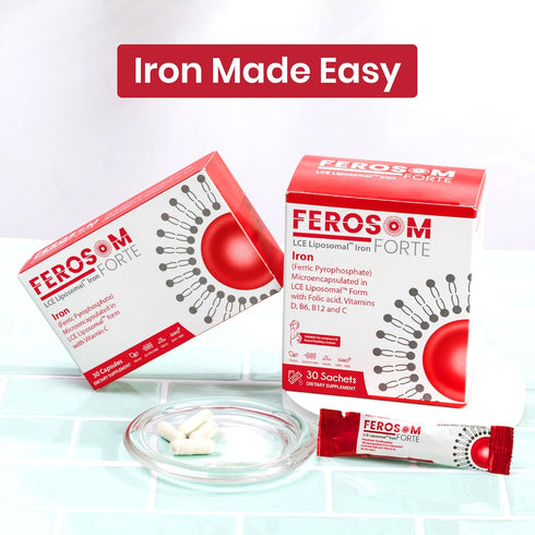 LCE Liposomal Iron Supplement Powder, 21g Elemental Iron with Vitamins, Berry Flavor, 30 Vegan Iron Sachets