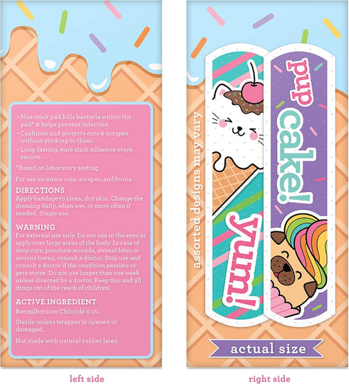 Yummy Animal Kids Bandages, 100 ct, Super Cute Adhesive Bandages for Minor Cuts, Scrapes, Burns, Easter Basket Stuffers