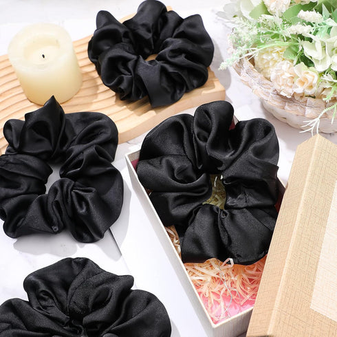 Oversized Satin Hair Scrunchies - 6 Pieces 7.2 Inch Elastic Silk Hair Bands, Large Ponytail Holders for Women