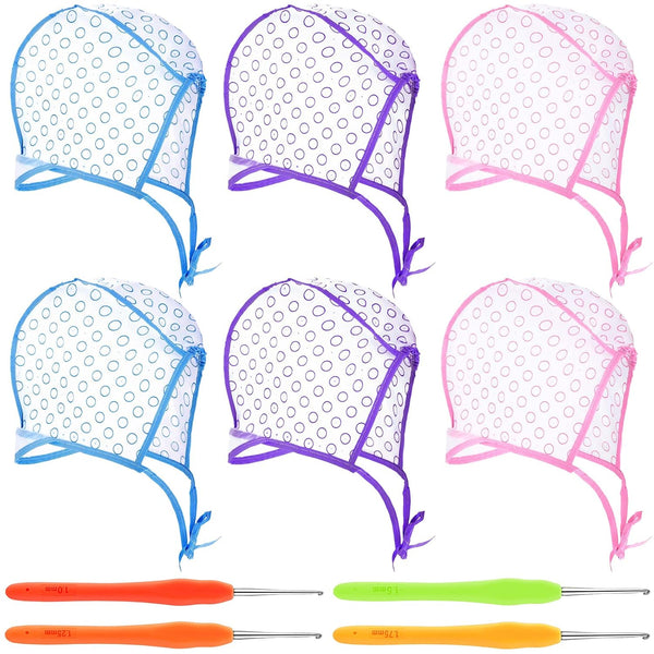Waydress 6 Pieces Highlight Hair Cap, Salon Hair Coloring Highlighting Dye Tipping Cap with Needles