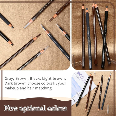 5pcs Microblading Pencil Set in 5 Colors - Waterproof Eyebrow Peel-off Pencil for Marking, Filling, Outlining