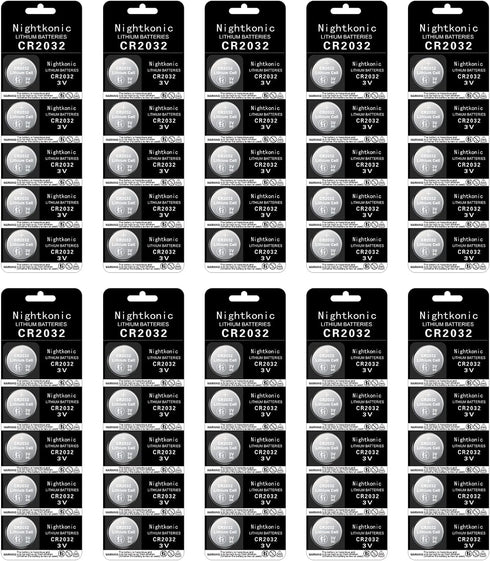 CR2032 Battery 3V Lithium Button Cell Coin, 50 pcs Pack, 2032 Battery