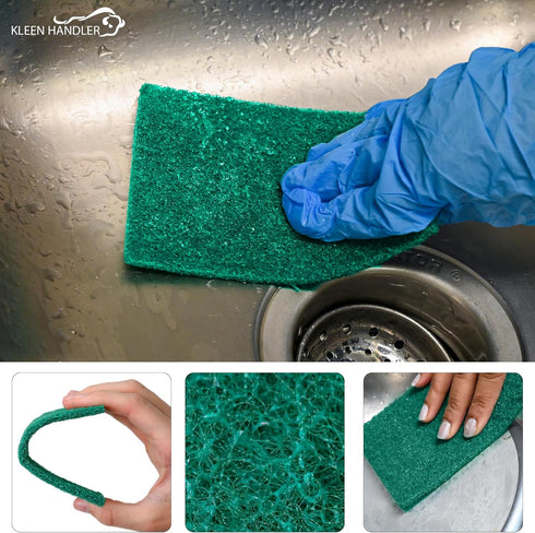 Green Medium Duty Cleaning Pads, Pack of 40 - Kitchen Scrub Sponges for Dishes, Bathroom, and General Cleaning
