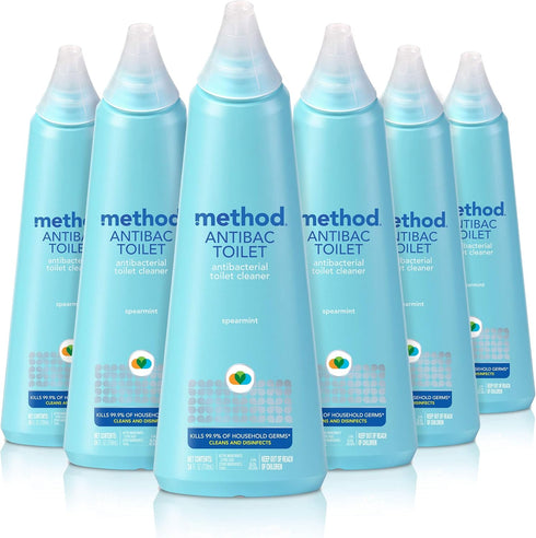 Method Antibacterial Toilet Bowl Cleaner, Spearmint, Kills 99.9% of Germs, 24 Fl Oz (Pack of 6)