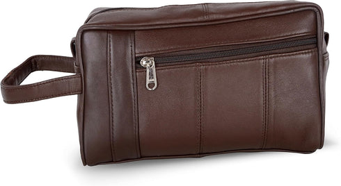 Liberty Leather Genuine Sheep Nappa Leather Toiletry Travel Bag, Bathroom Organizer with Multiple Compartments