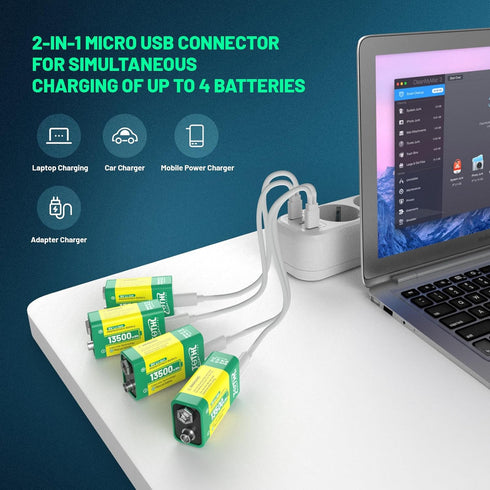 TQTHL 9V 9V 13500mWh 1.5 (8 Pack) Battery for Smoke Detector,USB Rechargeable Lithium Batteries - Long Lasting LI-ion
