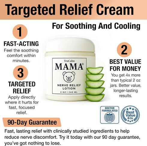 TruCalm Mama 8 Oz Mama Lotion Neuropathy Nerve Relief Cream with Magnesium Chloride Maximum Strength Comfort for Feet