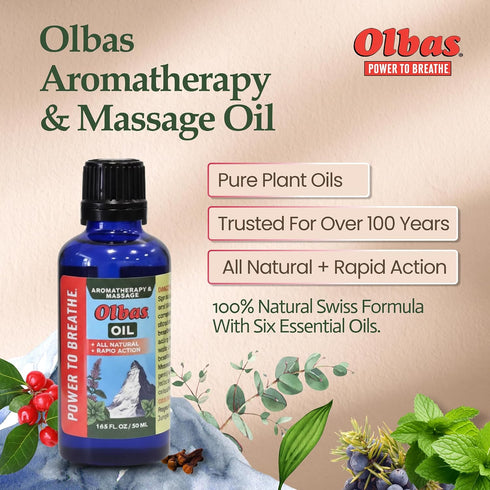 Olbas 1.65 Oz,body Massage and Aromatherapy Oil, Fl massage oil, Swiss Herbal Remedies with Pure Essential massage oils