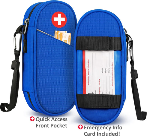 SITHON EpiPen Medical Carrying Case - Insulated Travel Medication Organizer Bag for 2 EpiPens, Asthma Inhaler, Allergy