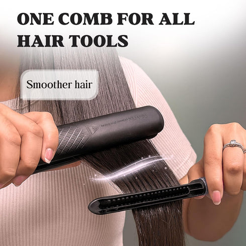 HerStyler Hair Comb - Versatile Styling Comb for Straightening, Protects Hands, Travel Friendly, Black, 1 Count Pack
