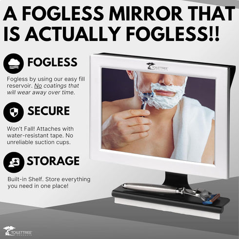 ToiletTree Products Fogless Shower Mirror with Squeegee, Adjustable Anti-Fog Bathroom Mirror