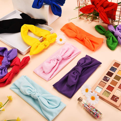 WILLBOND 13 Pieces Hair Bands Bows, Solid Color Knot Headwrap Bowknot Hair Accessories for Women