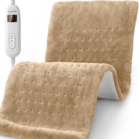 RENPHO King Size Heating Pad for Back Pain & Cramps Relief, FSA HSA Eligible, Auto Shut Off, 12" x 24" Light Yellow