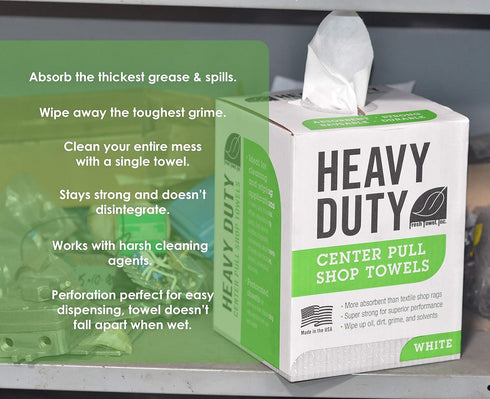Fresh Towel Heavy Duty Center Pull Shop Towel Rags for Cleaning, 1 Box of 160 Sheets, Disposable Cleaning Towels
