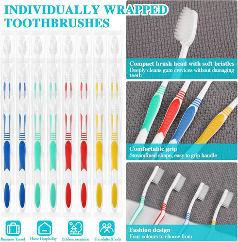 Mifoci 300 Pcs Individually Wrapped Toothbrushes with 100 Soft Bristle Toothbrushes and 200 Dental Floss for Travel