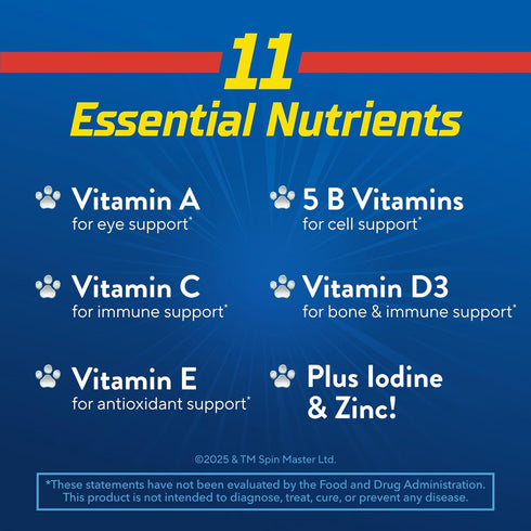 Gummy Gummy D3 Immune 60 Gummies Lil Critters Paw Patrol Vites Daily Multivitamin for Kids, Vitamin C, for Support